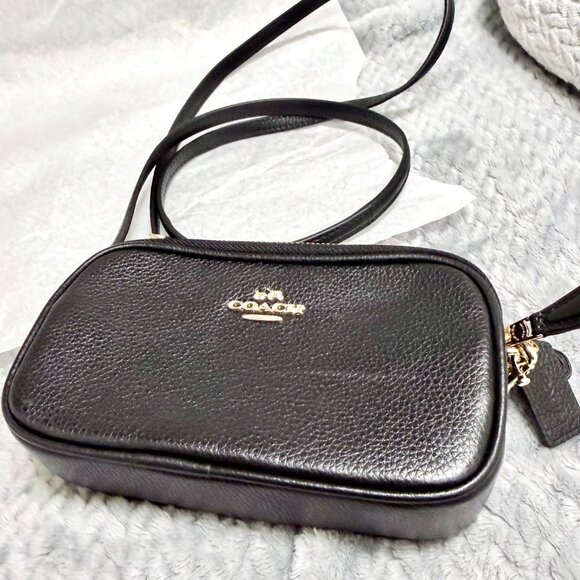 COACH Pebbled Leather Crossbody – Black – Gently Used - Picture 8 of 9